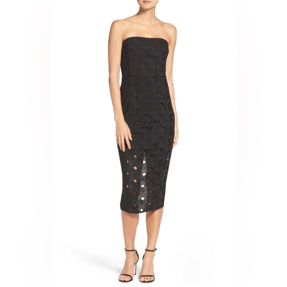 Misha Collection Strapless‎ Black Cut-Out Midi Dress AU 8 / US 4 – Cocktail